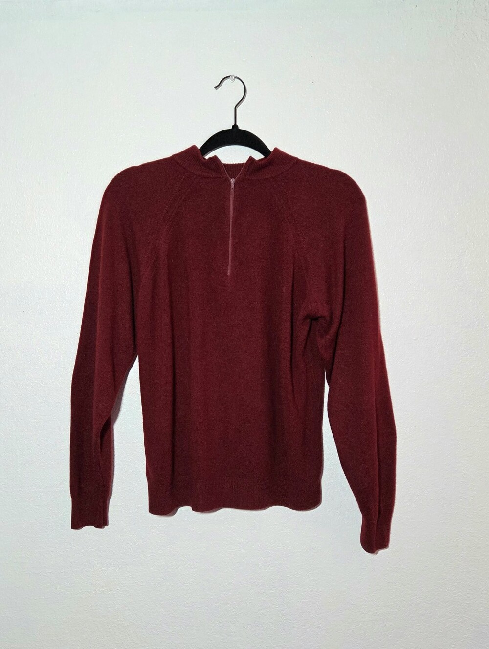 Vintage Burgundy 3/4 Zip Long Sleeve Sweater